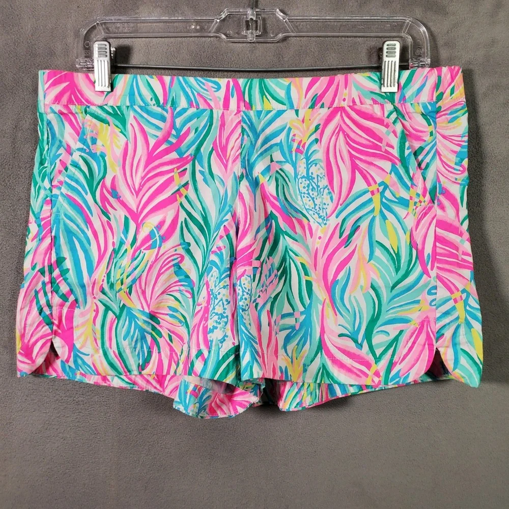 Lilly Pulitzer Shorts Women M Pink Ocean View Sea Turtle Soiree Tropical Coastal - Picture 1 of 8